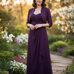 Chic Purple Maxi Dress with Jacket